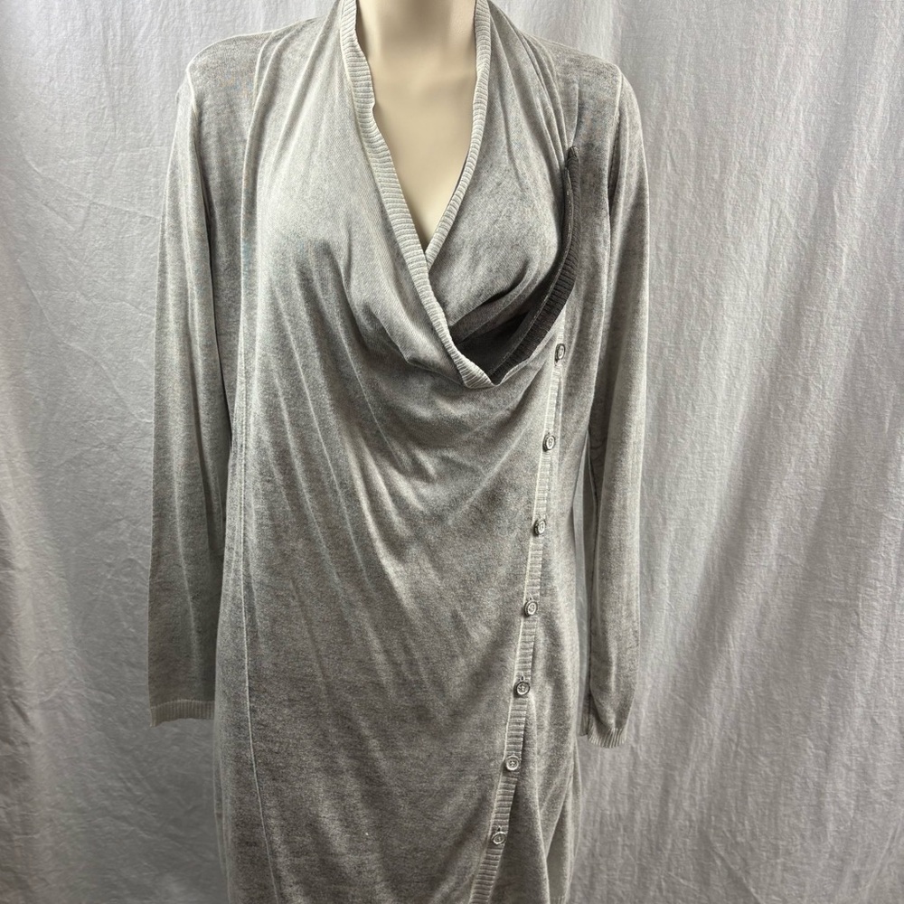 Ronen Chen Boutique Gray Long Sleeve Botton Up Cardigan Women Size 10